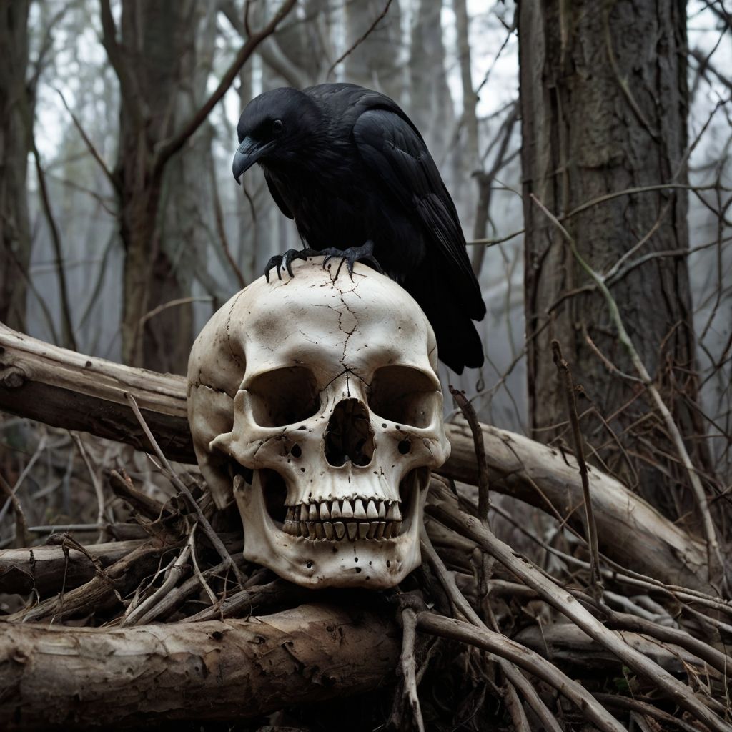 black raven on a skeleton v.4