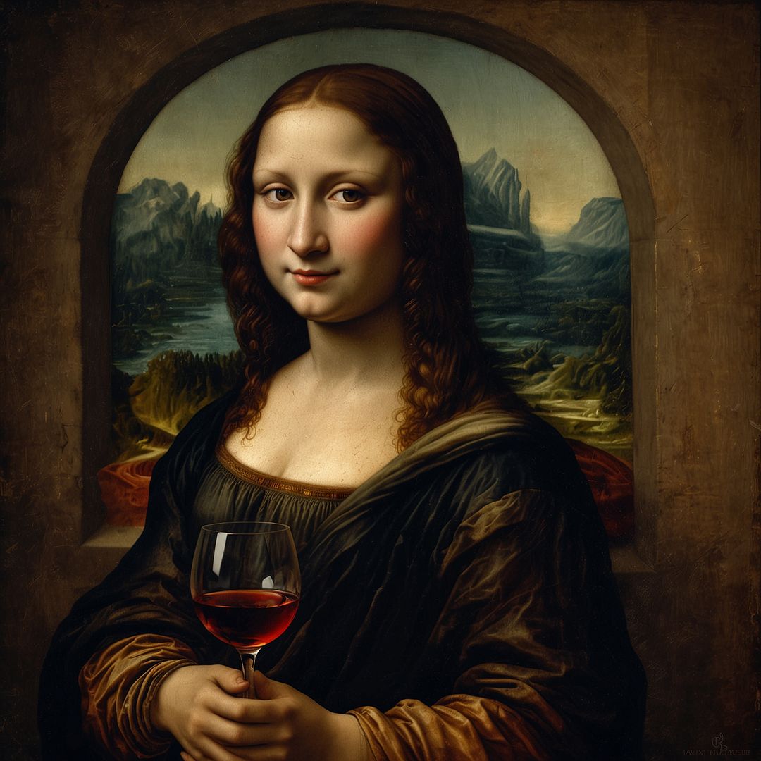 Monalisa with red wine