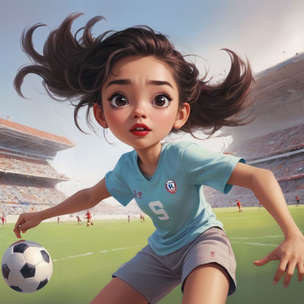 teenage girl playing football