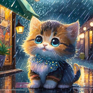 cat on a rainy day