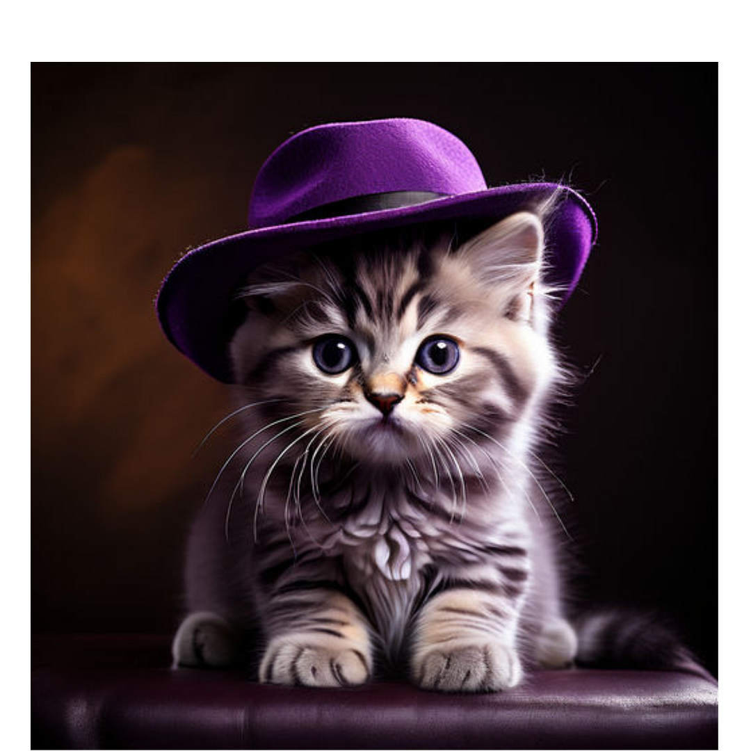 Baby cat HBaby cat fur on clouds purple fedoraa...