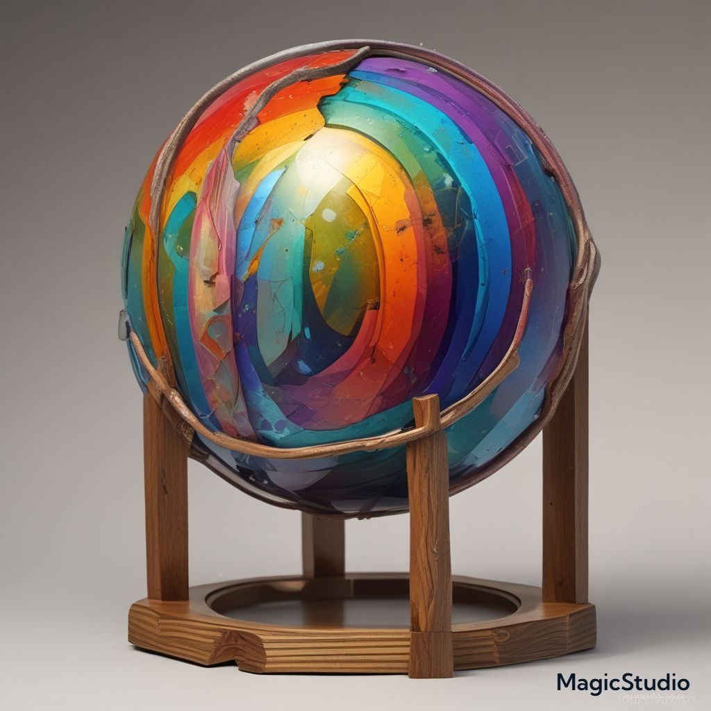 Colorful Orb on Wooden Stand