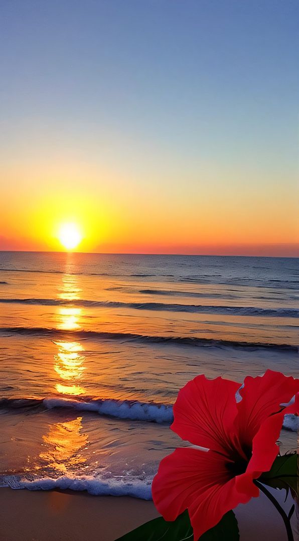 Hibiscus at sunset