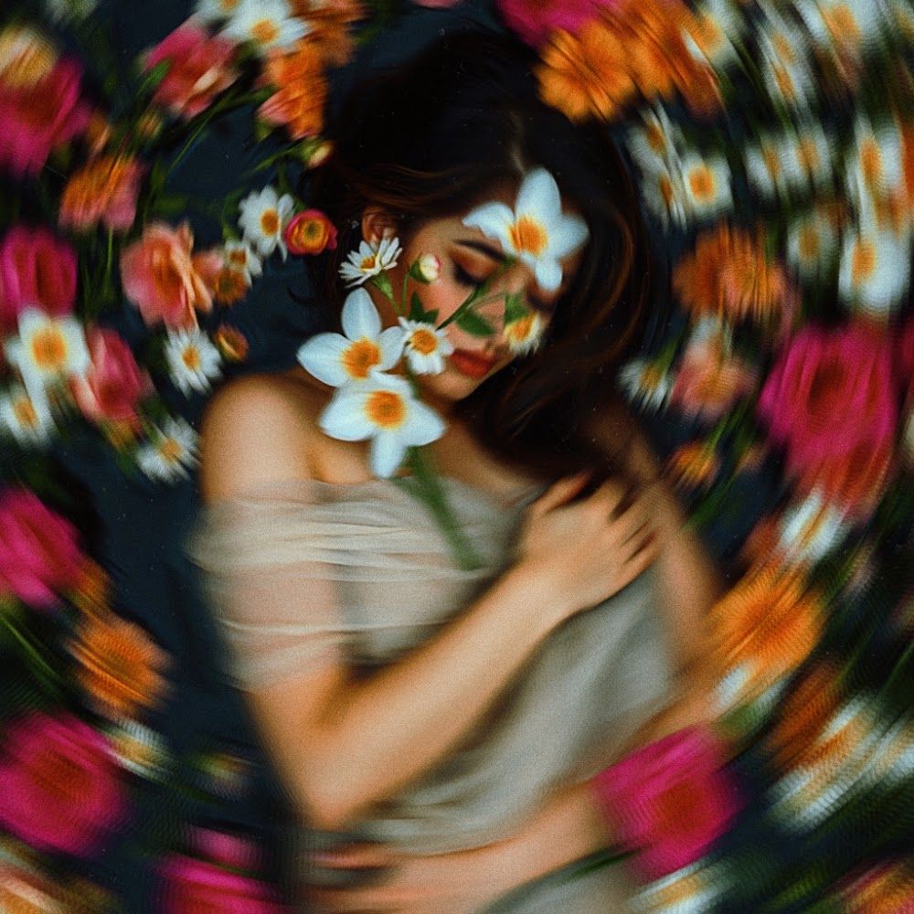 woman in flowers