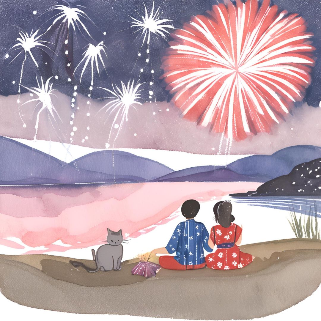 Fireworks Display with Cats