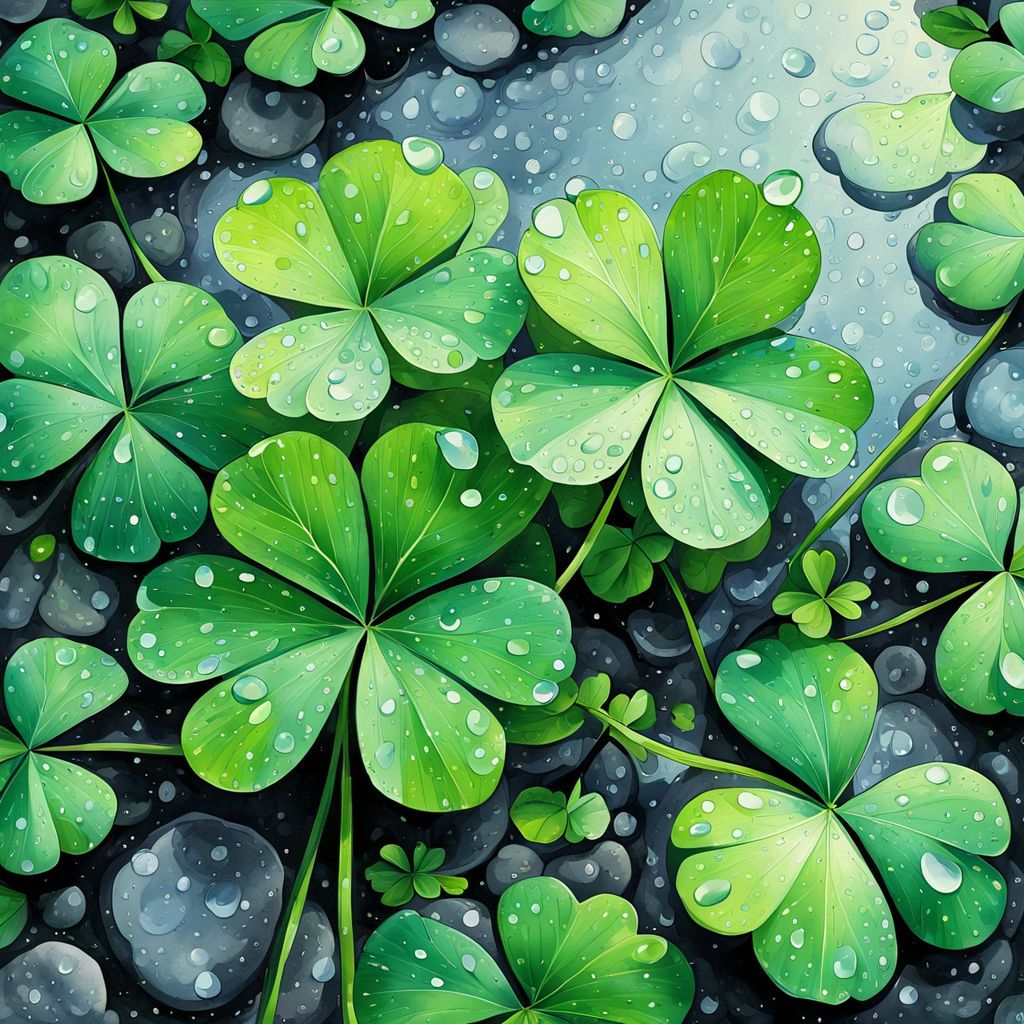 a four-leaf clover on a rainy day