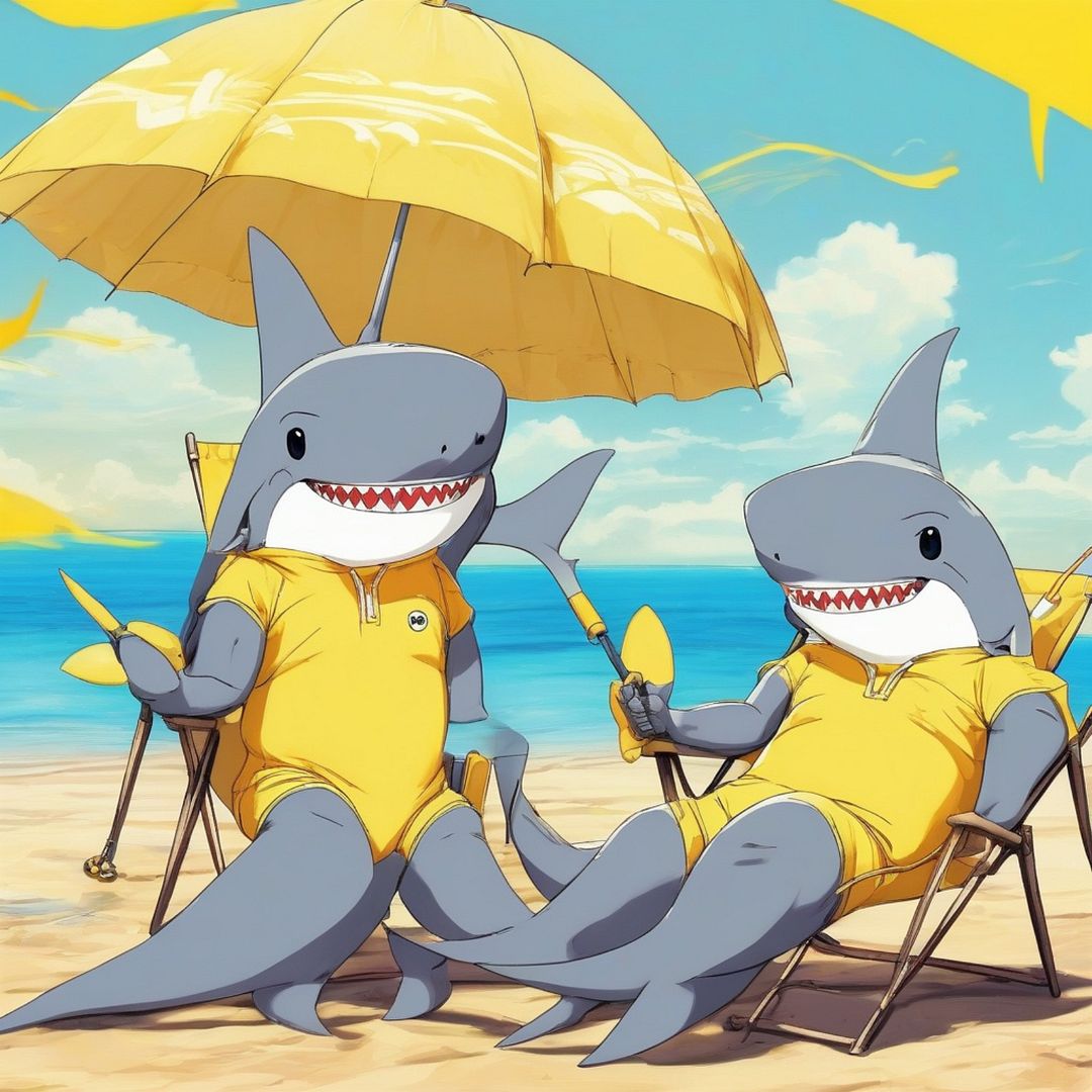 Sharks in yellow swimsuits