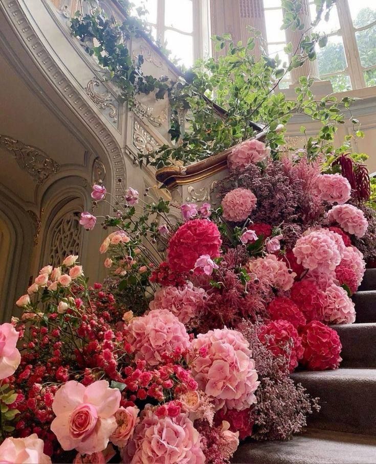 staircase in flowers