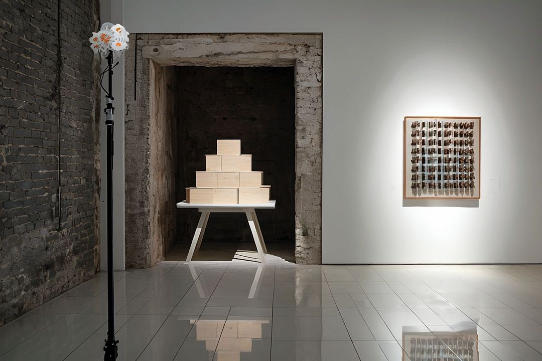 Minimalist Art Gallery Installation With Contrasting Elements