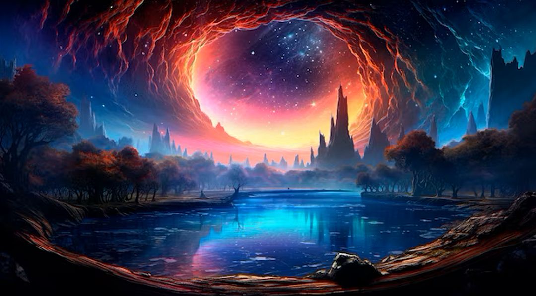 Fantasy endless hole landscape