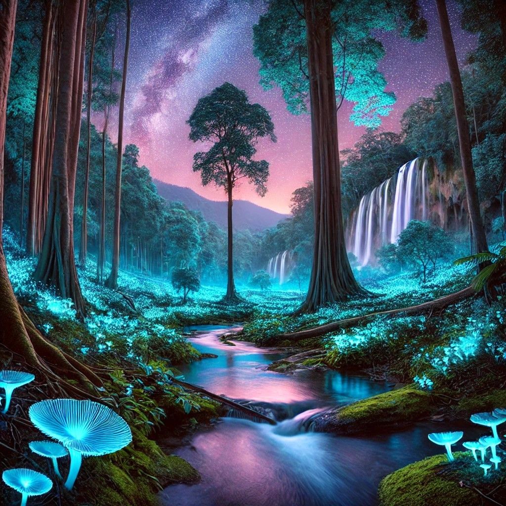 Enchanted Forest of Bioluminescent Wonders