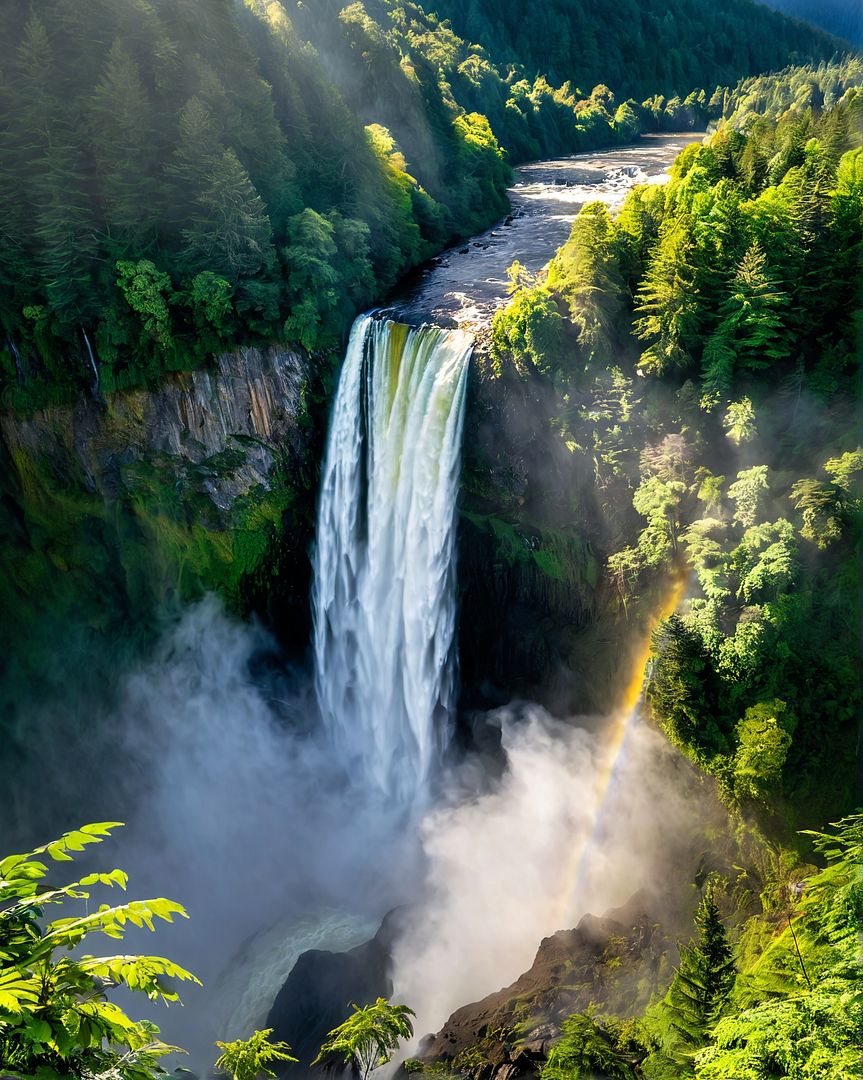 waterfall and rainbow