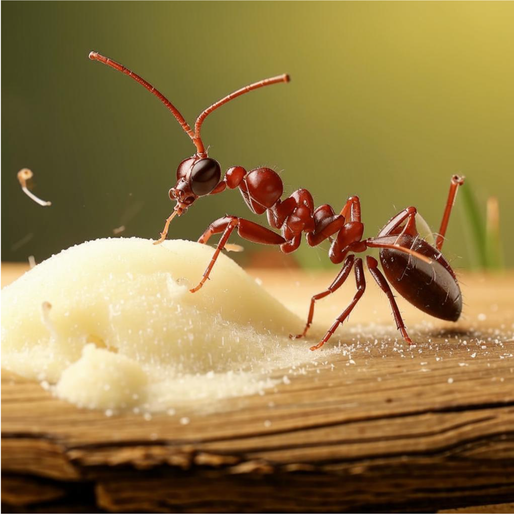 ant drags sugar