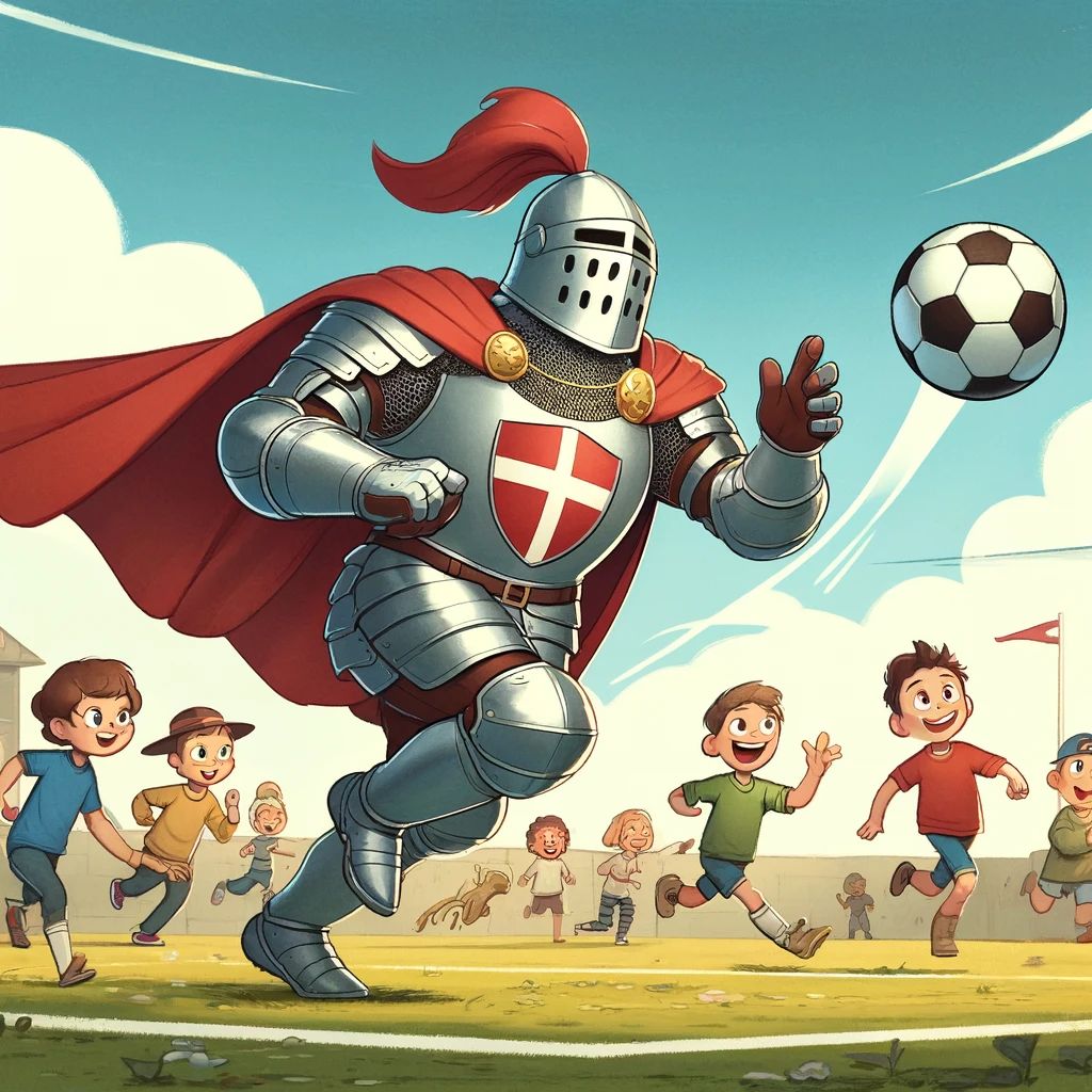 Our Super Friendly Knight is Coaching Soccer Team Today