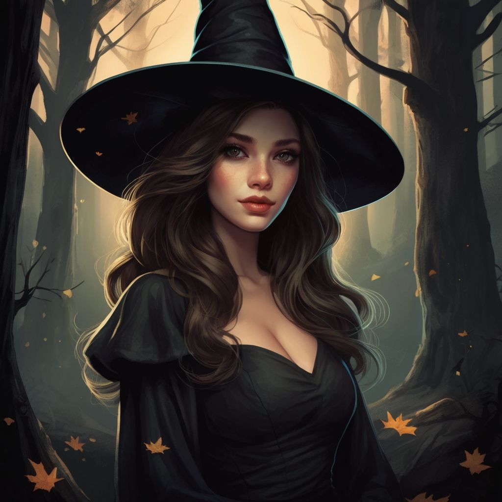 young witch in the dark wood