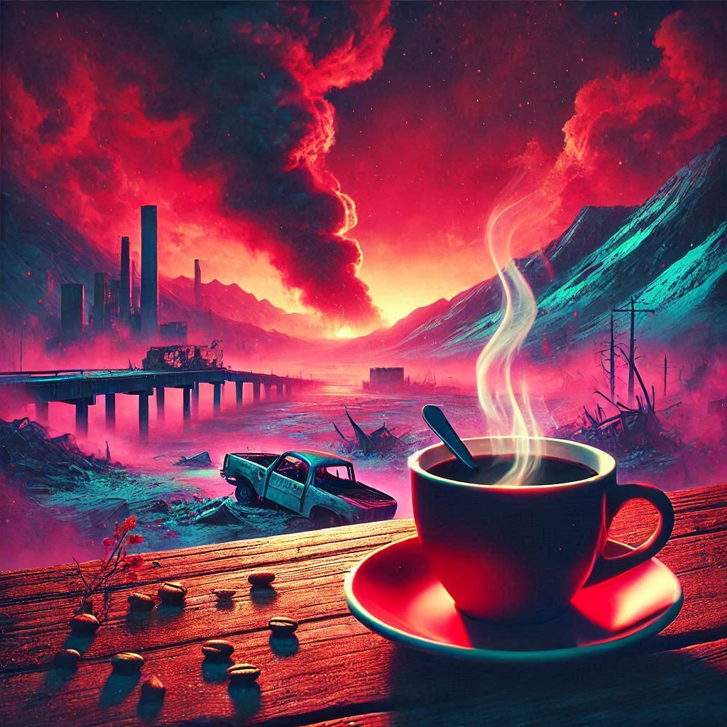 A cup of coffee in an apocalyptic world