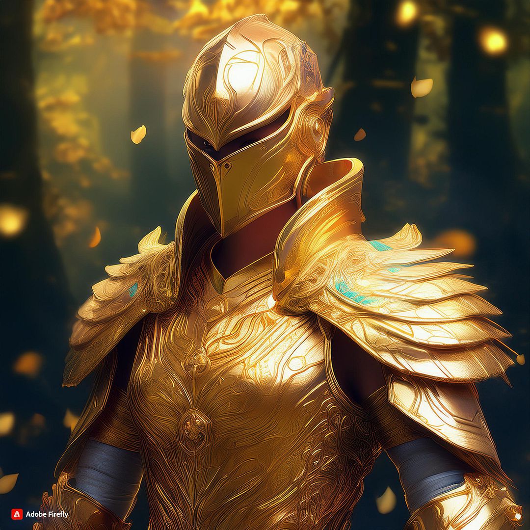 Firefly 2 d character in gold leaf silk armor