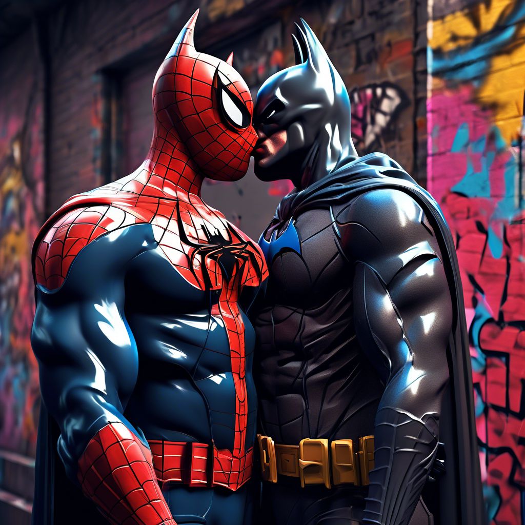 Spiderman kisses batman