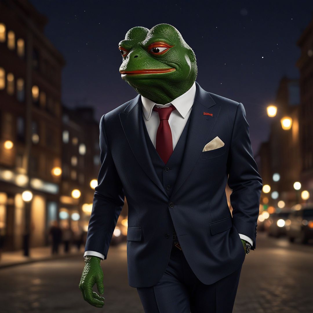 sophisticated Pepe enjoying a night