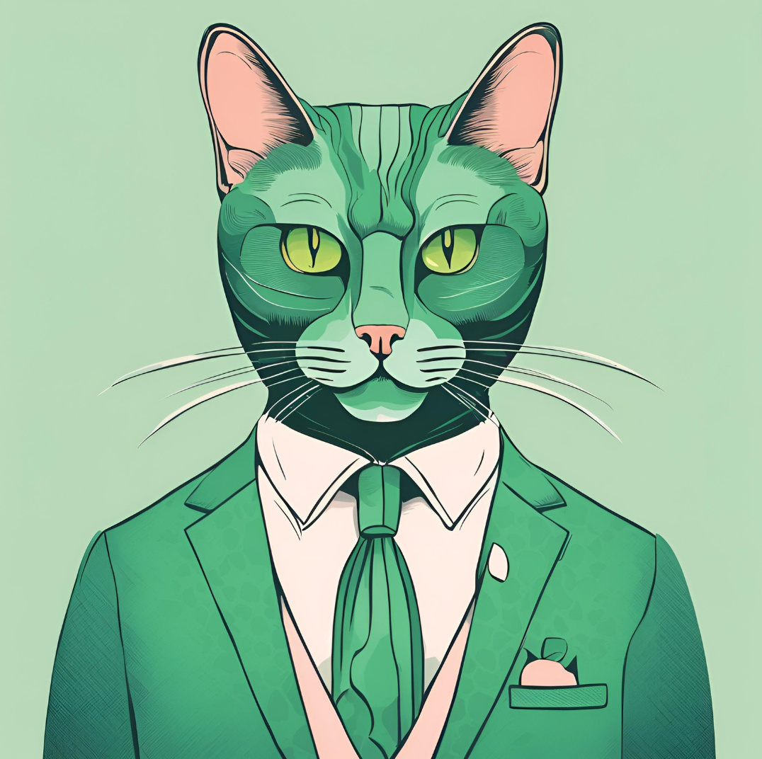 Green bossy cat