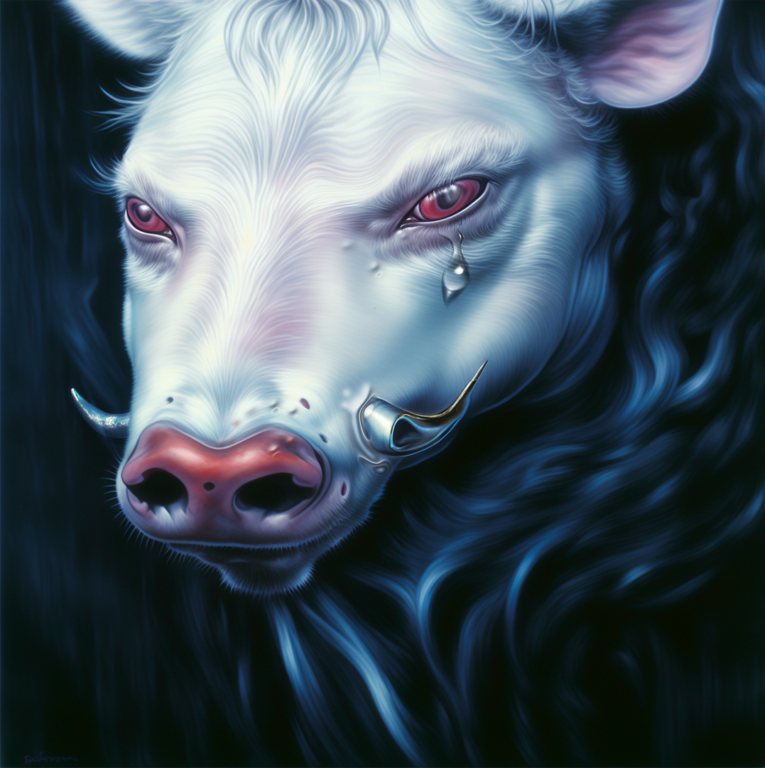 Bleached boar with ruby red eyes