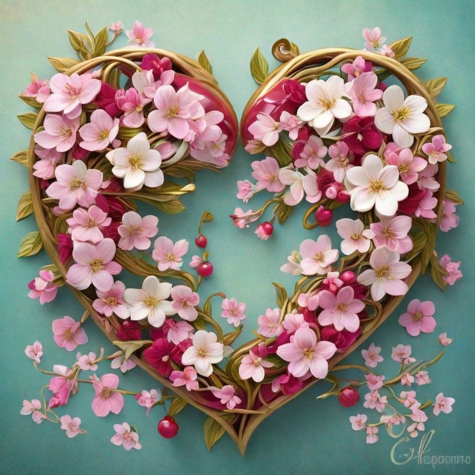 Heart with flower