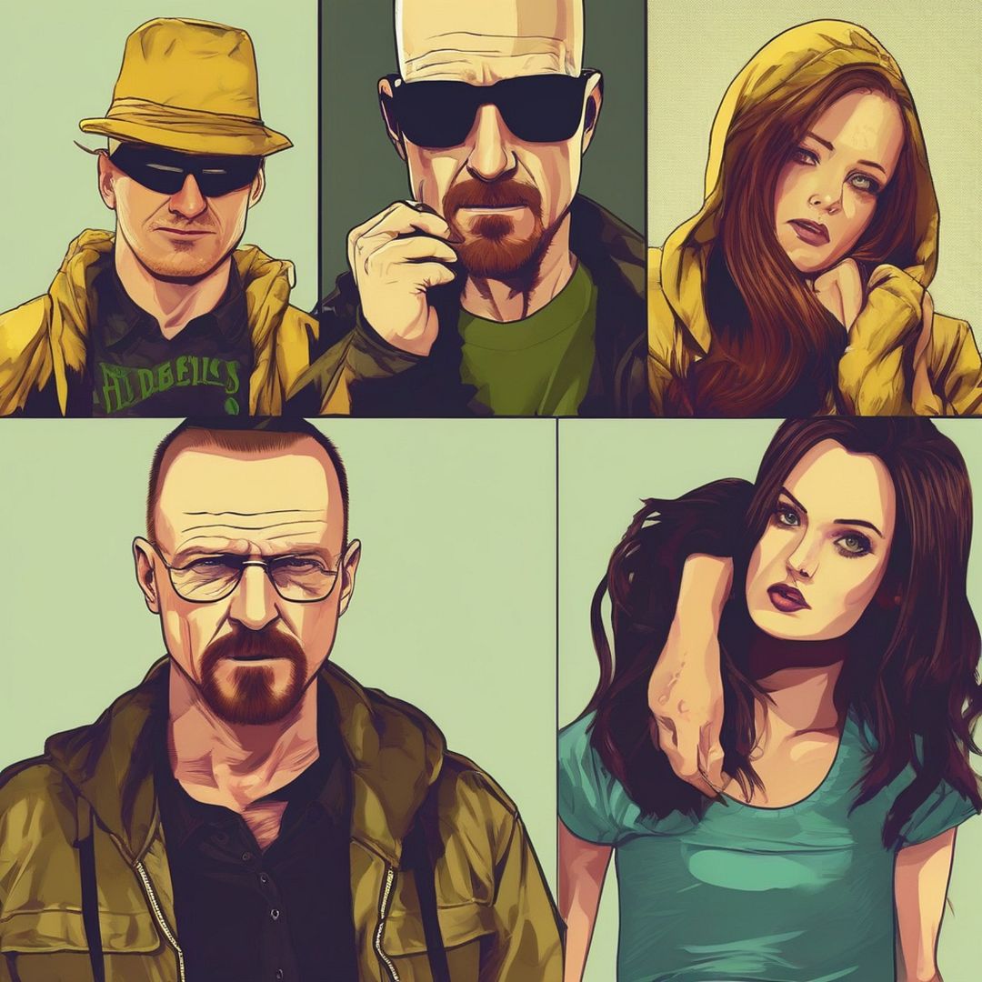 Jesse Pinkman and Heisenberg with girls