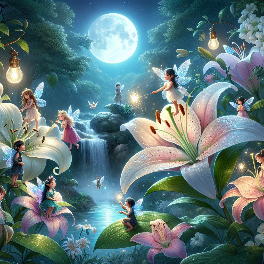 Magic lilies with fairies