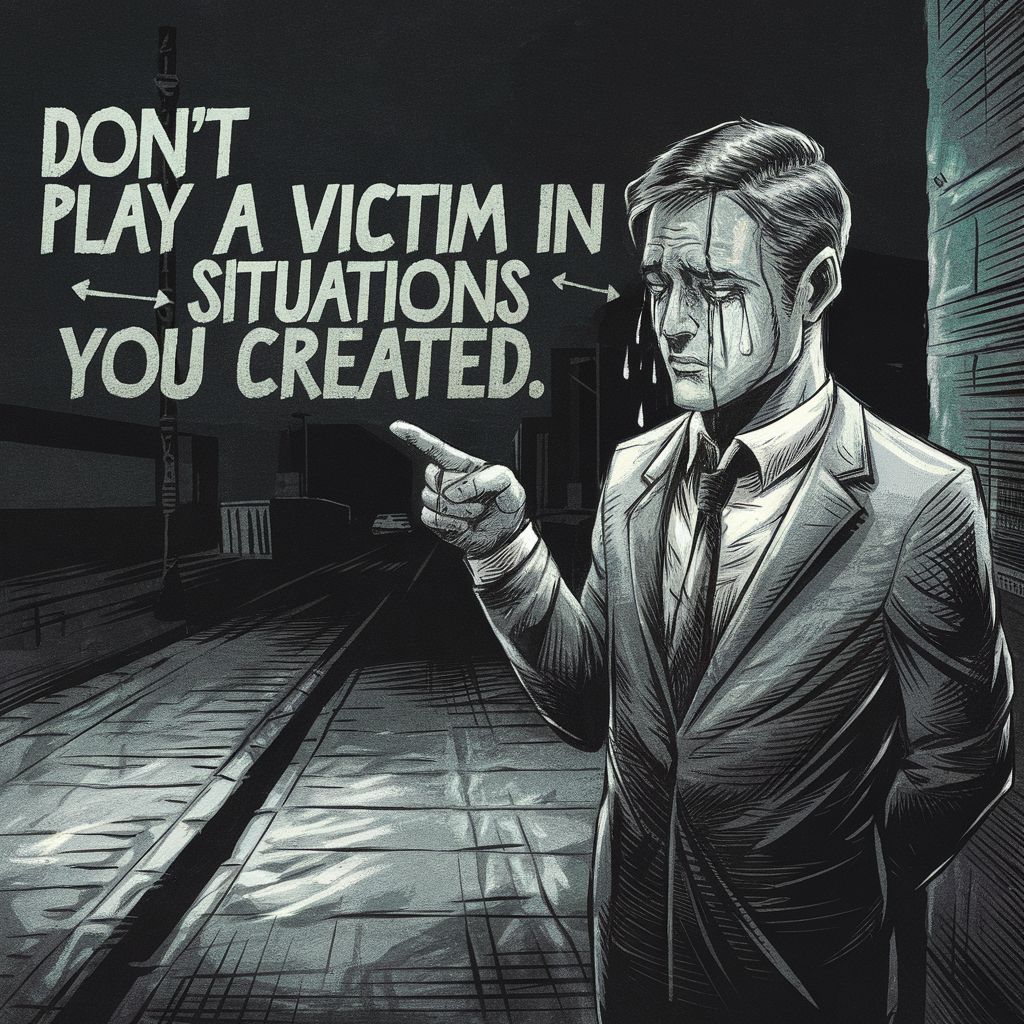 Don't play a victim in situations you created.