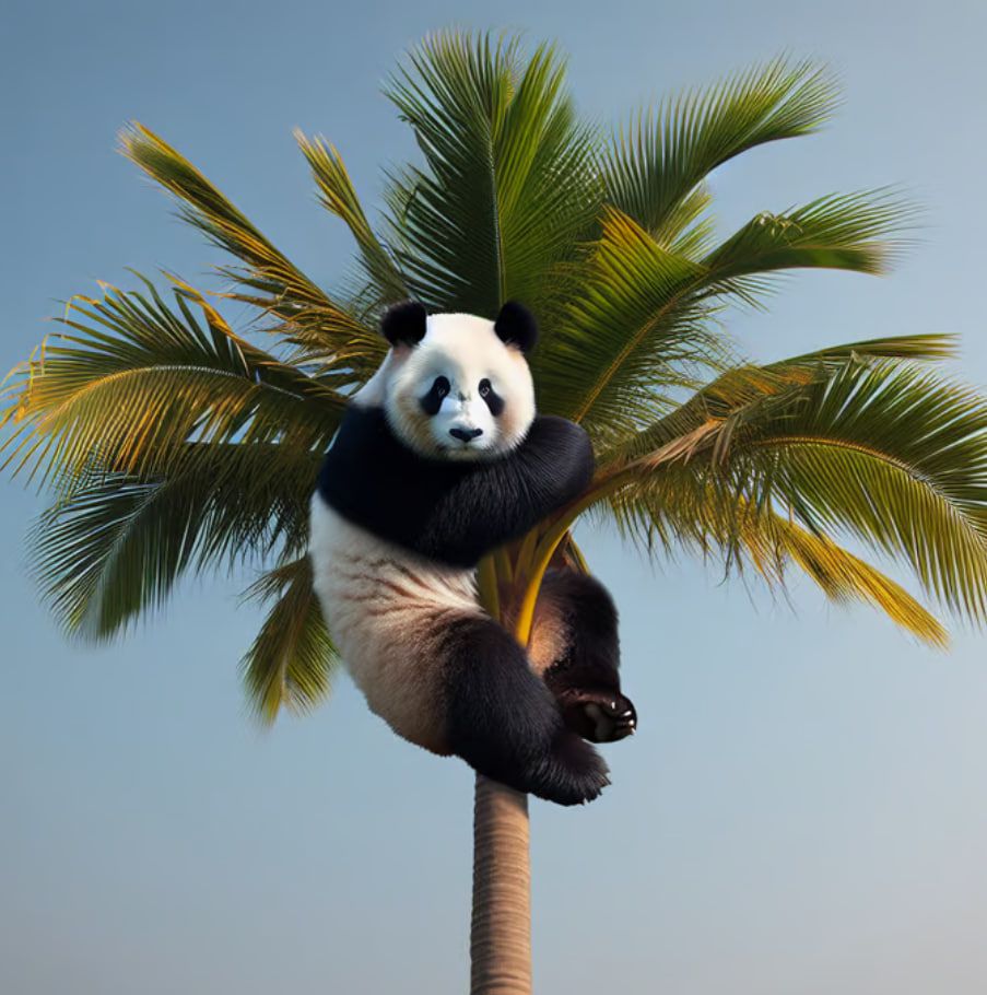 Panda on Palm Tree