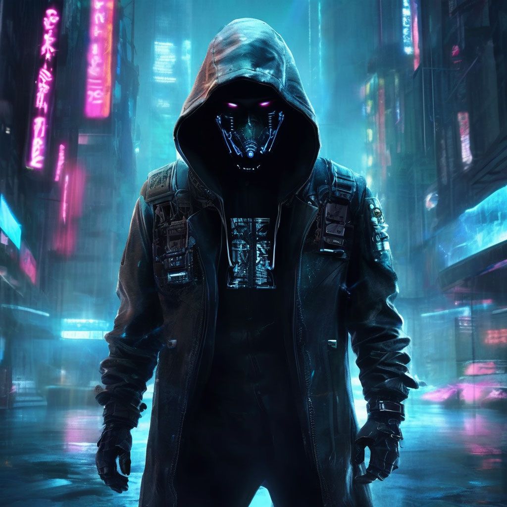 Hacker in the cyberpunk style