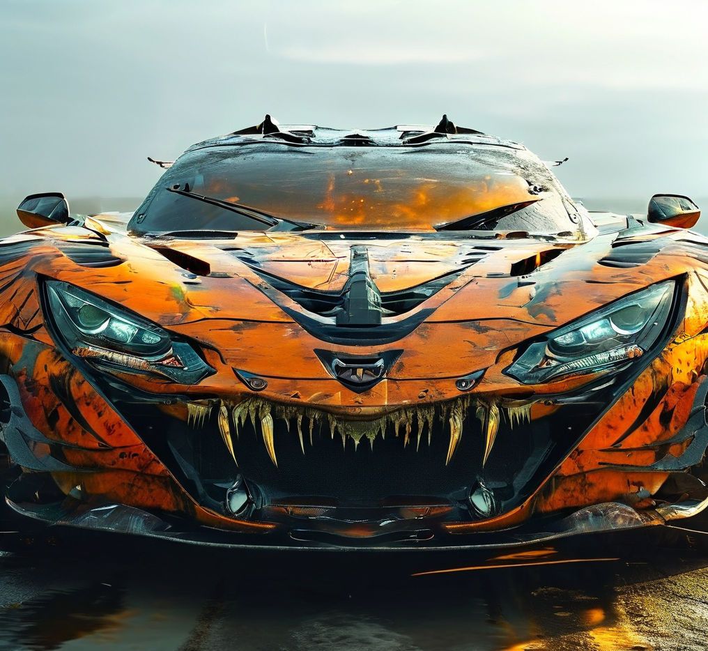 a-super-car-front-body-looks-like-a-face-of-aggressive-tiger--slightly-expose-canine-tooth-only--c-25347440