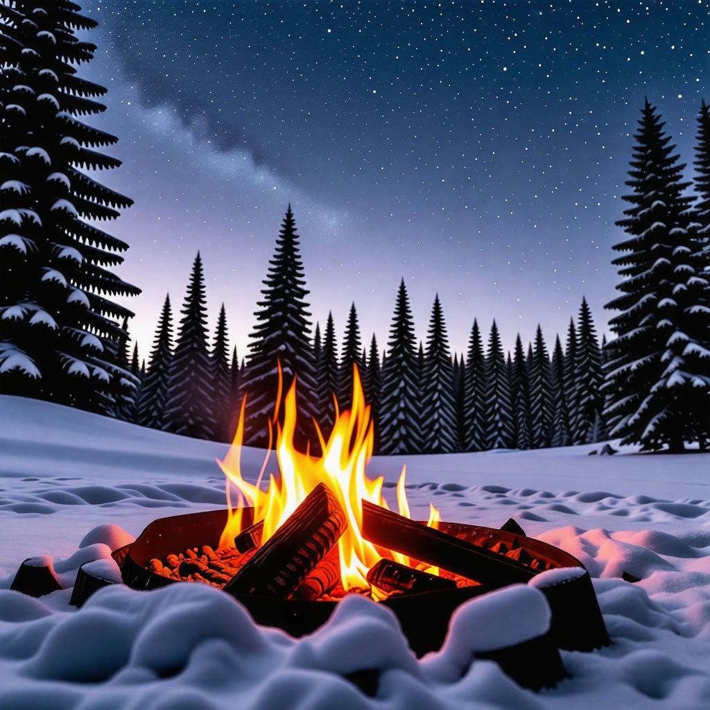 Enjoy winter campfire