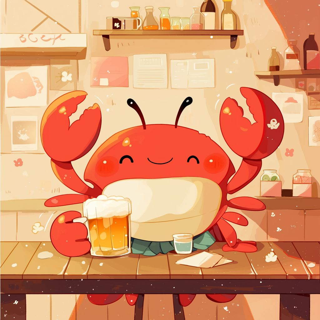 Beer-drinking crab ビールを飲むガニ