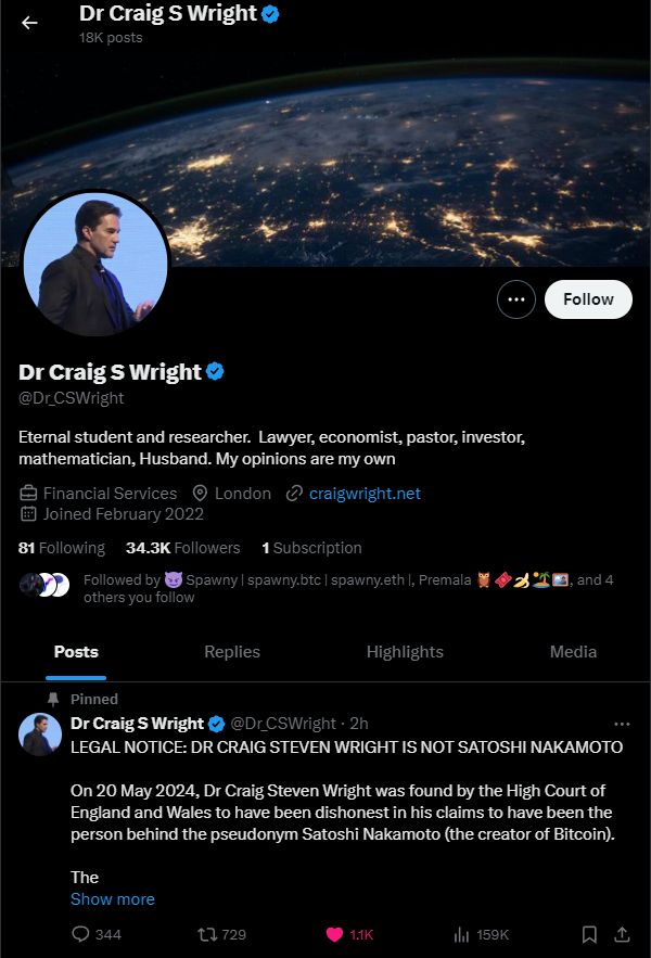 Craig Wright is not Satoshi