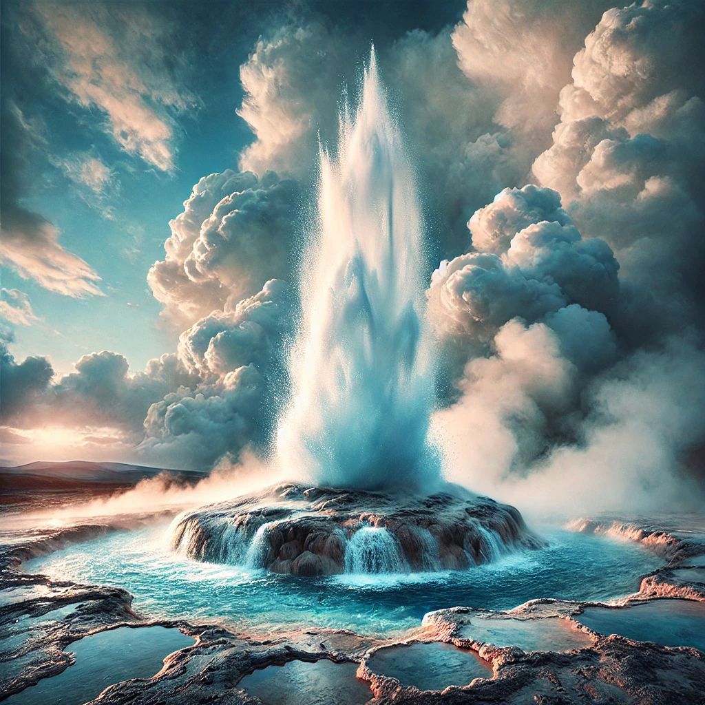 Geyser erupting