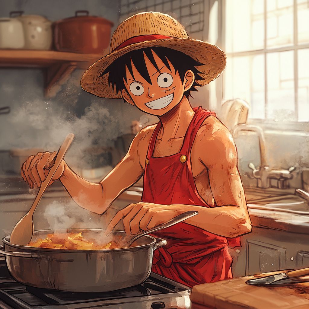 Luffy cooking something