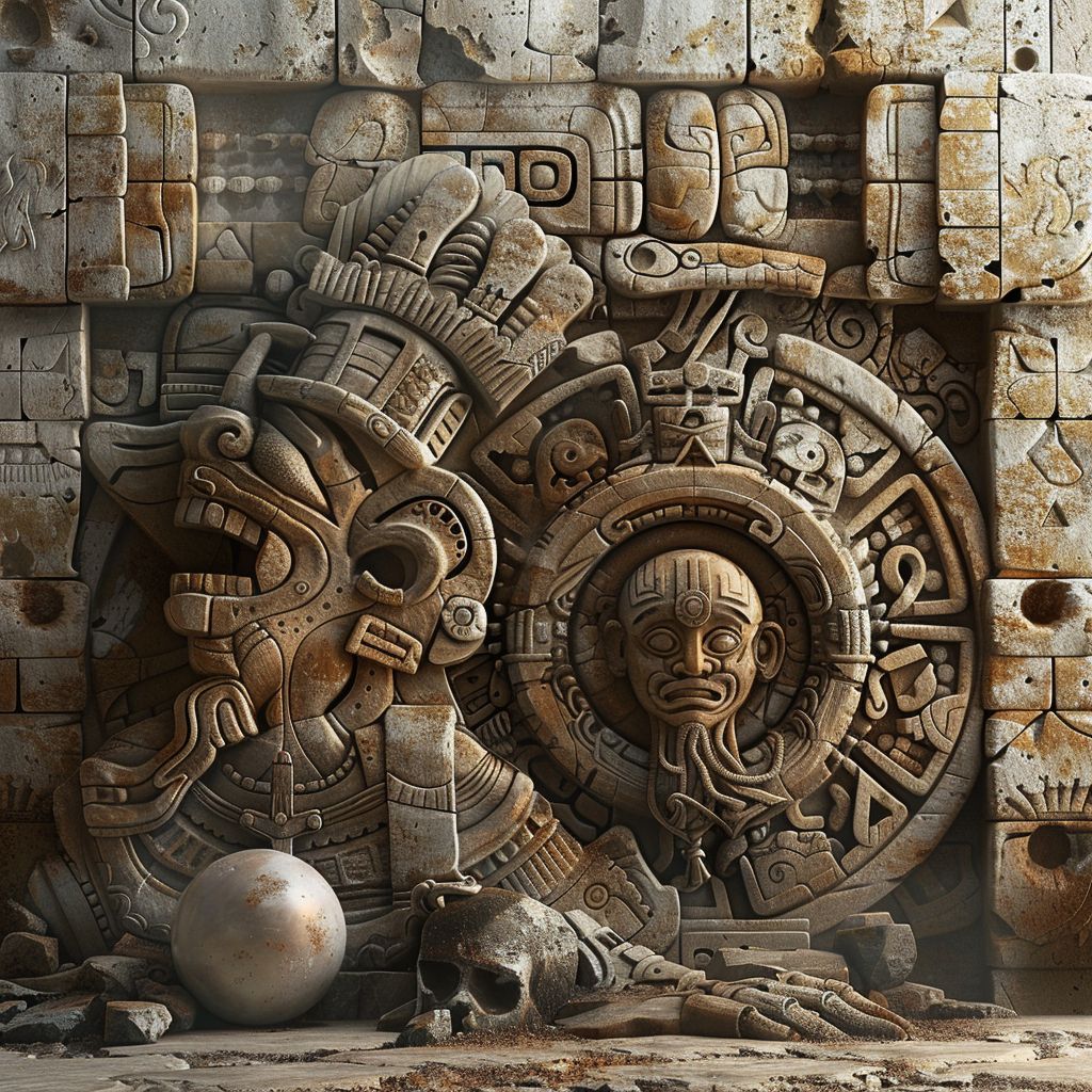 An archaeological rendering of a Mayan temple