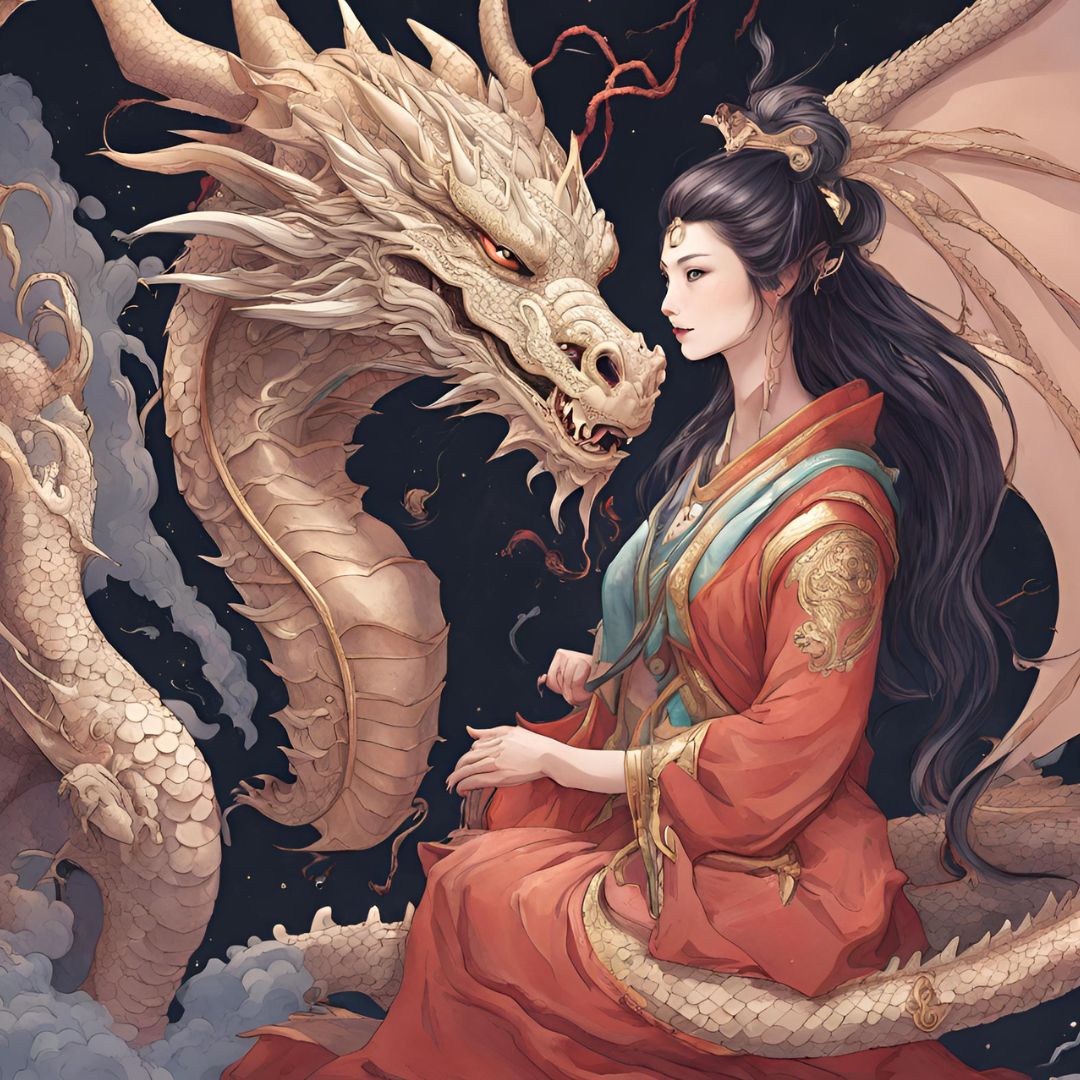 Dragon protecting the goddess