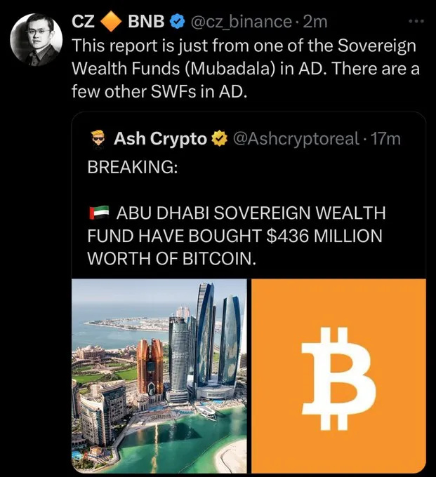 Abu Dhabi Wealth Funds Are BUYING $BTC !