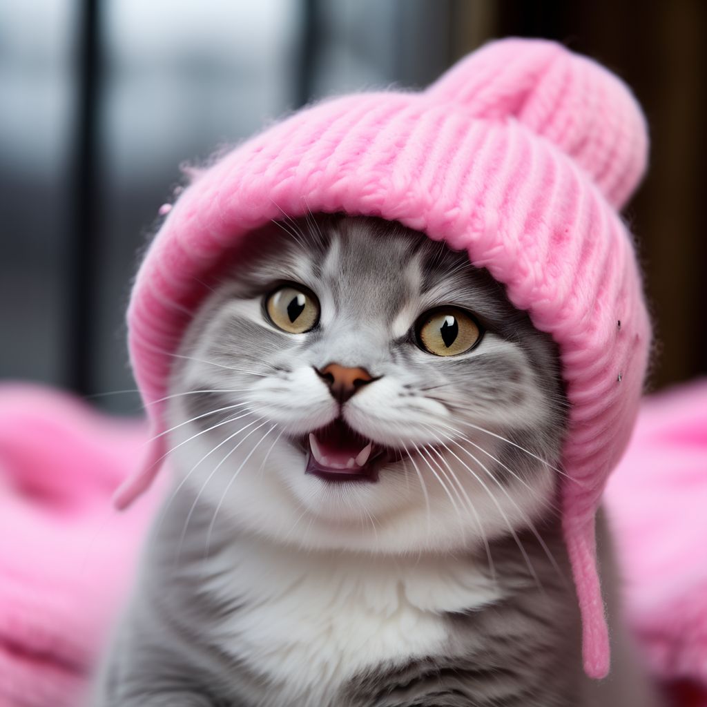 funny-beluga-smilling-cat-wearing-a-pink-beanie-hat-474150602