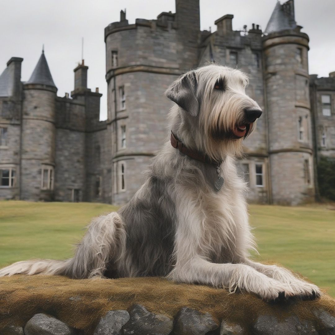 Wolfhound dog in a Scottish castle