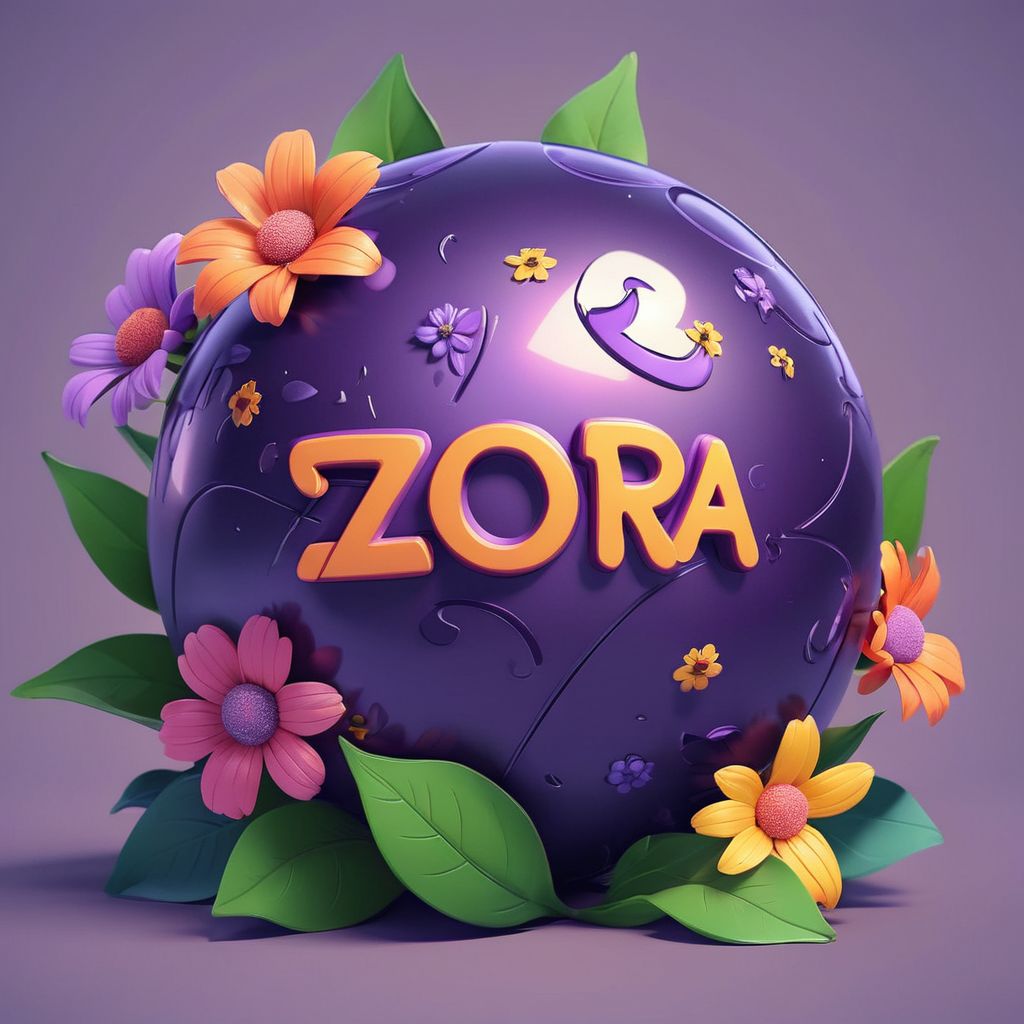 Cartoon purple ball with flowers 🌺