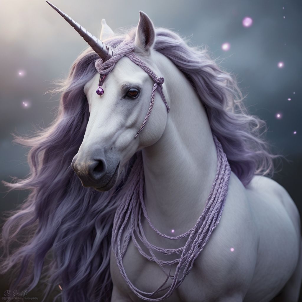 light purple unicorn with vibrant