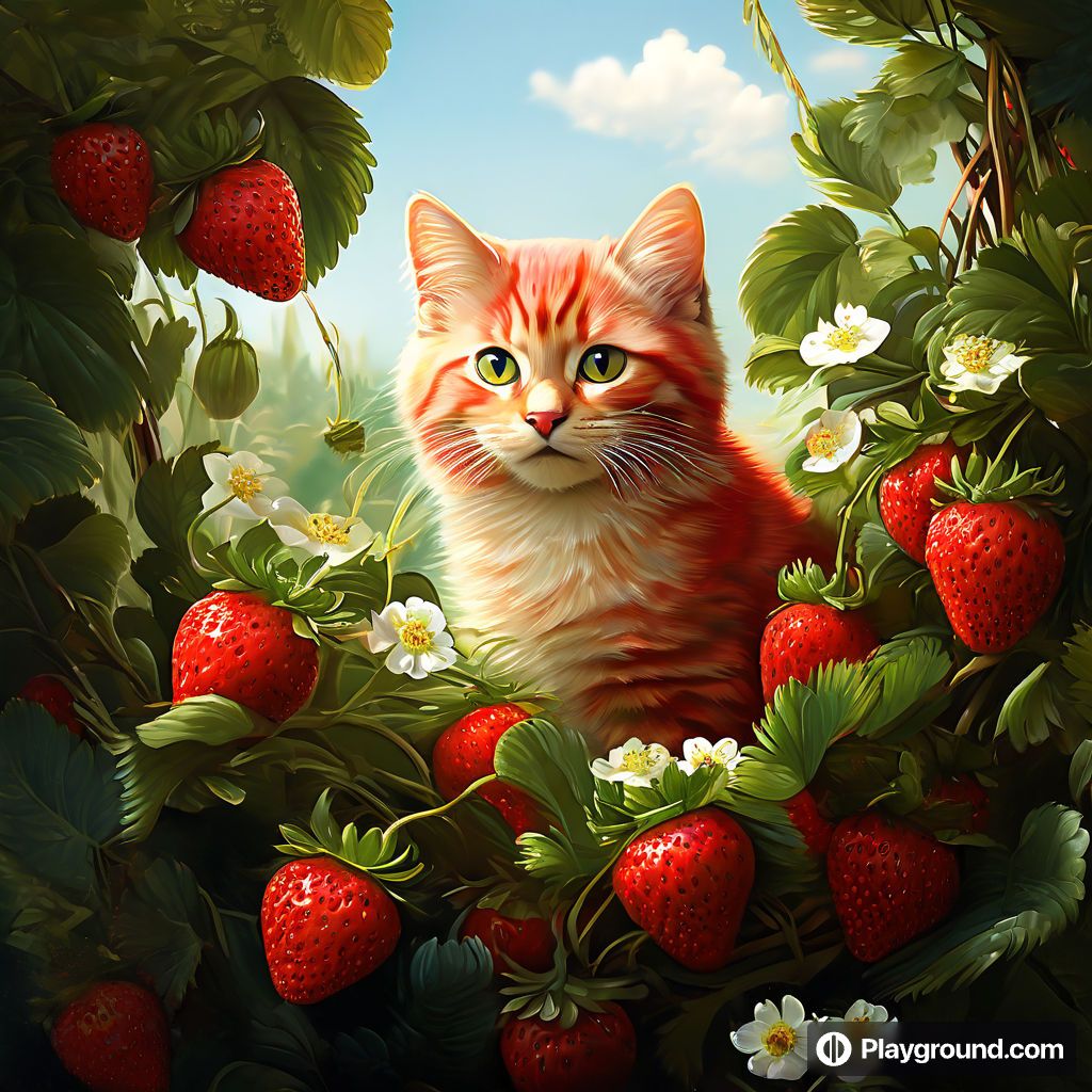 a-strawberry-cat-in-a-strawberry-bush-253789702