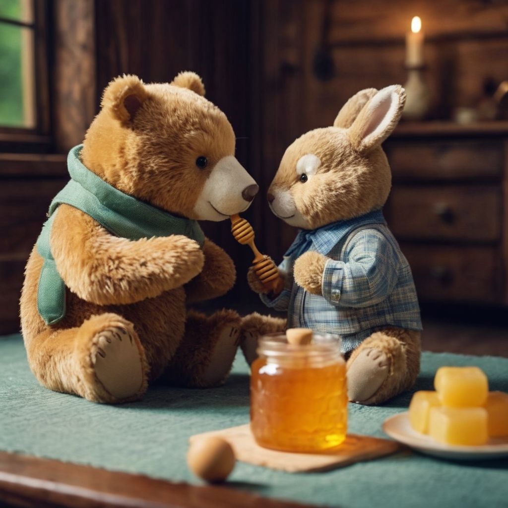 Cute bear and rabbit