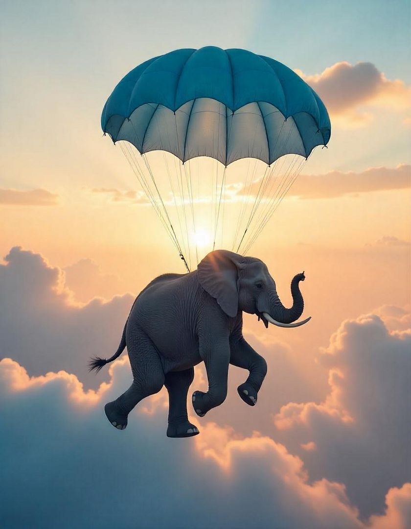 Skydiving elephant