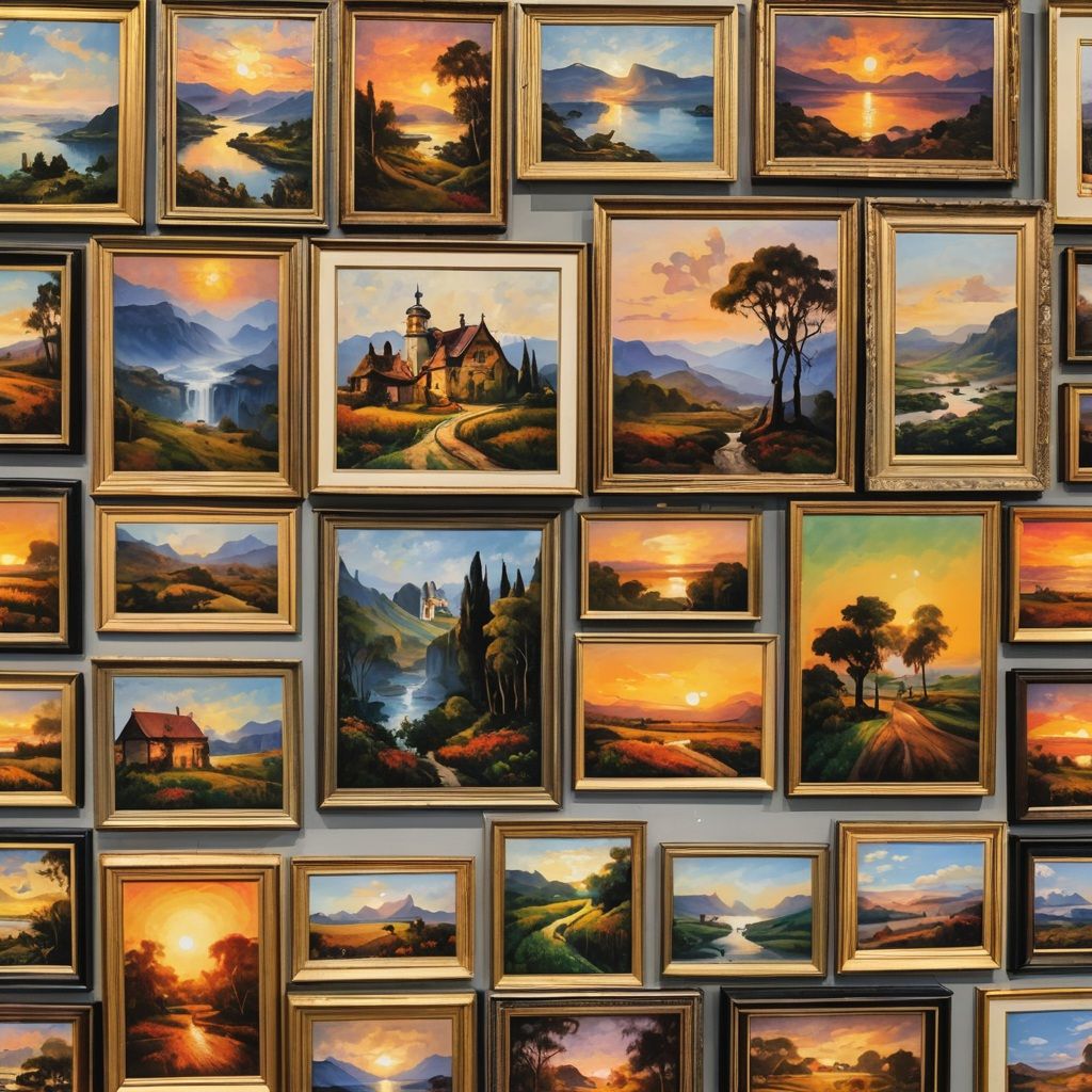 Wall full of paintings