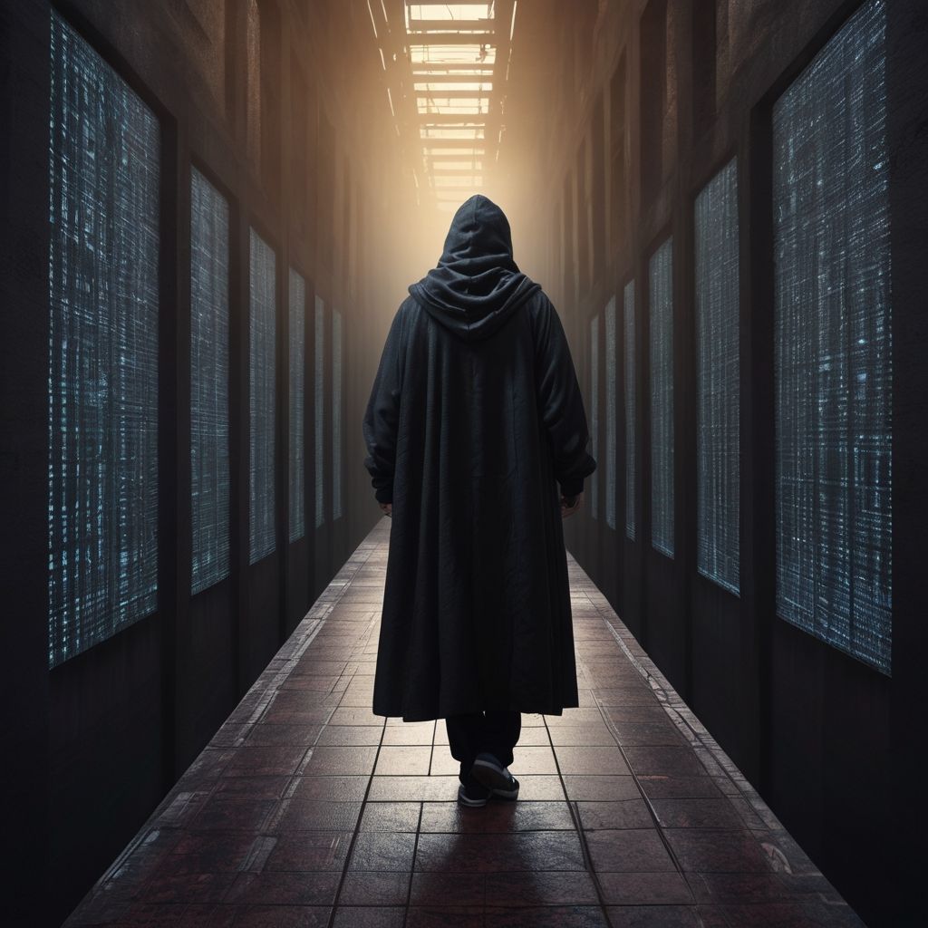 A hacker wearing a cloak