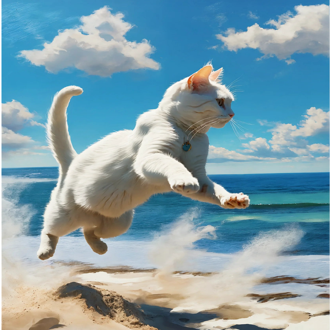 jump white cat